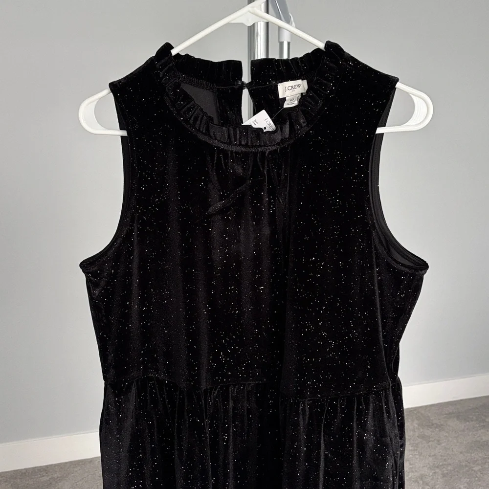 J. Crew Elegant Black Velvet Midi Dress